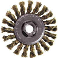 Brosse rotative &agrave; fils nou&eacute;s pour petites meuleuses haute vitesse, Dia. 4", Fils 0,02", Arbre 5/8"-11, Acier Ontario Safety Products