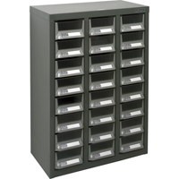 KPC-400 Parts Cabinet, Galvanized Steel, 24 Drawers, 17-3/10" x 8-7/10" x 25-3/5", Grey Ontario Safety Products