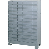 Casiers &agrave; tiroirs industriels avec base, 72 tiroirs, 34-1/8" la x 12-1/4" p x 48-1/8" h, Gris Ontario Safety Products
