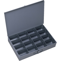 Compartment Scoop Boxes, Steel, 16 Slots, 18" W x 12" D x 3" H, Grey CA989 | Ontario Safety Product