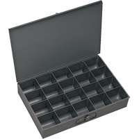 Compartment Scoop Boxes, Steel, 20 Slots, 18" W x 12" D x 3" H, Grey CA992 | Ontario Safety Product
