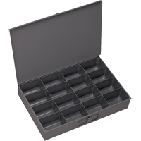 Compartment Scoop Boxes, Steel, 16 Slots, 13-3/8" W x 9-1/4" D x 2" H, Grey CB017 | Ontario Safety Product