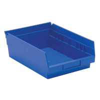 Shelf Bins, 8-3/8" W x 4" H x 11-5/8" D, Blue, 30 lbs. Capacity CC393 | Ontario Safety Product
