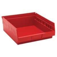 Shelf Bins, 11-1/8" W x 4" H x 11-5/8" D, Red, 30 lbs. Capacity Ontario Safety Products