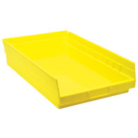 Shelf Bins, 11-1/8" W x 4" H x 17-7/8" D, Yellow, 40 lbs. Capacity Ontario Safety Products