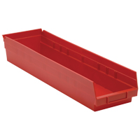 Bacs de rangement pour tablettes, 6-5/8" la x 4" H x 23-5/8" p, Rouge, Capacit&eacute; 50 lb Ontario Safety Products