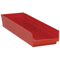 Shelf Bins, 8-3/8" W x 4" H x 23-5/8" D, Red, 50 lbs. Capacity Ontario Safety Products