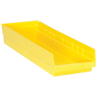 Shelf Bins, 8-3/8" W x 4" H x 23-5/8" D, Yellow, 50 lbs. Capacity Ontario Safety Products