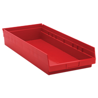 Bacs de rangement pour tablettes, 11-1/8" la x 4" H x 23-5/8" p, Rouge, Capacit&eacute; 50 lb Ontario Safety Products