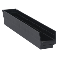Economy Shelf Bin, 4-1/8" W x 4" H x 23-5/8" D, Black Ontario Safety Products