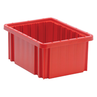 Divider Box<sup>®</sup> Containers, Plastic, 10.9" W x 8.3" D x 5" H, Red CC935 | Ontario Safety Product