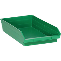 Shelf Bins, 11-1/8" W x 4" H x 17-7/8" D, Green, 40 lbs. Capacity Ontario Safety Products