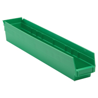 Economy Shelf Bin, 4-1/8" W x 4" H x 23-5/8" D, Green Ontario Safety Products