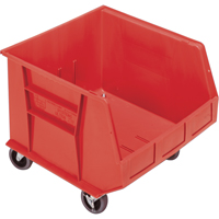 Mobile Bin, 14" H x 16-1/2" W x 18" D, 75 lbs. Capacity, Red CD671 | Ontario Safety Product