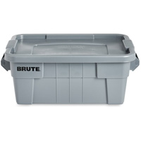 Brute Storage Tote with Lid, 27.88” D x 16.5” W x 10.7" H, 112 llbs. Capacity, Grey CF681 | Ontario Safety Product