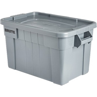 Brute Storage Tote with Lid, 27.88” D x 17.38” W x 15.13” H, 160 lbs. Capacity, Grey CF682 | Ontario Safety Product