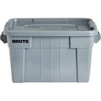 Brute Storage Tote with Lid, 27.88” D x 17.38” W x 15.13” H, 160 lbs. Capacity, Grey CF682 | Ontario Safety Product