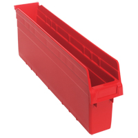 Store-Max Shelf Bins, 4-3/8" W x 8" H x 23-5/8" D, Red, 68 lbs. Capacity CF897 | Ontario Safety Product
