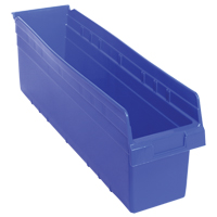 Store-Max Shelf Bins, 6-5/8" W x 8" H x 23-5/8" D, Blue, 68 lbs. Capacity CF900 | Ontario Safety Product