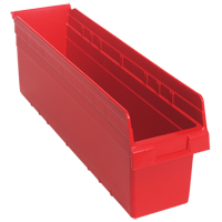Store-Max Shelf Bins, 6-5/8" W x 8" H x 23-5/8" D, Red, 68 lbs. Capacity CF901 | Ontario Safety Product