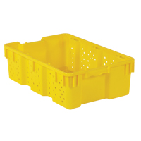 Agricultural Plastic Stack-N-Nest Container, 16" x 23.9" x 7.3", Yellow CF928 | Ontario Safety Product