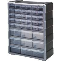 Drawer Cabinet, Plastic, 39 Drawers, 15" x 6-1/4" x 18-3/4", Black Ontario Safety Products