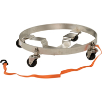 Multi-Tier Drum Dollies, Stainless Steel, 900 lbs. Capacity, 23-1/2" Diameter, Rubber Casters Ontario Safety Products