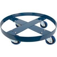 Drum Dolly, Steel, 1400 lbs. Capacity, 24" Diameter, Blue Elastic Casters Ontario Safety Products