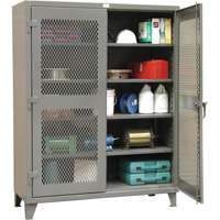 Heavy-Duty Ventilated Storage Cabinets, 4 Shelves, 72" H x 36" W x 24" D, Steel, Grey FI329 | Ontario Safety Product