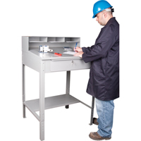Open Floor Style Shop Desk, 34-1/2" W x 30" D x 53" H, Grey Ontario Safety Products