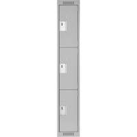 Clean Line Lockers, 3 -tier, 12" x 18" x 72", Steel, Grey, Rivet (Assembled) Ontario Safety Products