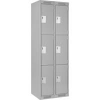 Clean Line Lockers, 3 -tier, Bank of 2, 24" x 18" x 72", Steel, Grey, Rivet (Assembled) Ontario Safety Products