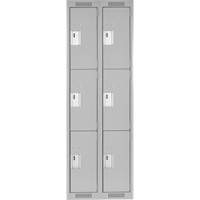 Clean Line Lockers, 3 -tier, Bank of 2, 24" x 18" x 72", Steel, Grey, Rivet (Assembled) Ontario Safety Products