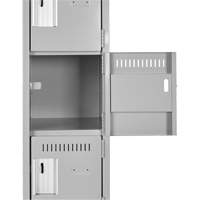 Clean Line Lockerette, 6 -tier, Bank of 4, 48" x 18" x 82", Steel, Charcoal, Rivet (Assembled) Ontario Safety Products
