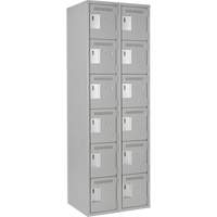 Clean Line Lockerettes, 6 -tier, Bank of 2, 24" x 18" x 72", Steel, Grey, Rivet (Assembled) Ontario Safety Products