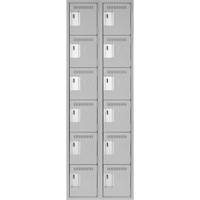 Clean Line Lockerettes, 6 -tier, Bank of 2, 24" x 18" x 72", Steel, Grey, Rivet (Assembled) Ontario Safety Products