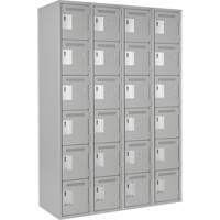 Clean Line Lockerettes, 6 -tier, Bank of 4, 48" x 18" x 72", Steel, Grey, Rivet (Assembled) Ontario Safety Products