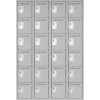 Clean Line Lockerettes, 6 -tier, Bank of 4, 48" x 18" x 72", Steel, Grey, Rivet (Assembled) Ontario Safety Products