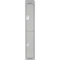 Clean Line Lockers, 2 -tier, 12" x 18" x 78", Steel, Grey, Rivet (Assembled) Ontario Safety Products