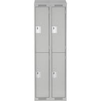 Clean Line Lockers, 2 -tier, Bank of 2, 24" x 18" x 78", Steel, Grey, Rivet (Assembled) Ontario Safety Products