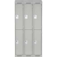 Clean Line Lockers, 2 -tier, Bank of 3, 36" x 18" x 78", Steel, Grey, Rivet (Assembled) Ontario Safety Products