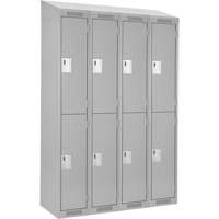 Clean Line Lockers, 2 -tier, Bank of 4, 48" x 18" x 78", Steel, Grey, Rivet (Assembled) Ontario Safety Products