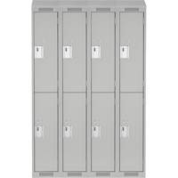Clean Line Lockers, 2 -tier, Bank of 4, 48" x 18" x 78", Steel, Grey, Rivet (Assembled) Ontario Safety Products