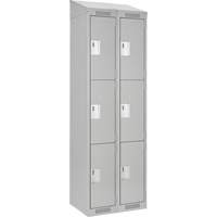 Clean Line Lockers, 3 -tier, Bank of 2, 24" x 18" x 78", Steel, Grey, Rivet (Assembled) Ontario Safety Products