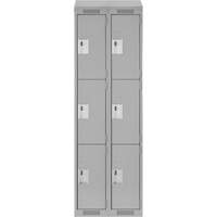 Clean Line Lockers, 3 -tier, Bank of 2, 24" x 18" x 78", Steel, Grey, Rivet (Assembled) Ontario Safety Products