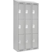 Clean Line Lockers, 3 -tier, Bank of 3, 36" x 18" x 78", Steel, Grey, Rivet (Assembled) Ontario Safety Products