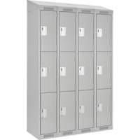 Clean Line Lockers, 3 -tier, Bank of 4, 48" x 18" x 78", Steel, Grey, Rivet (Assembled) Ontario Safety Products