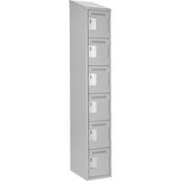 Clean Line Lockerette , 6 -tier, 12" x 18" x 78", Steel, Grey, Rivet (Assembled) Ontario Safety Products