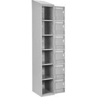 Clean Line Lockerette , 6 -tier, Bank of 4, 48" x 18" x 78", Steel, Grey, Rivet (Assembled) Ontario Safety Products