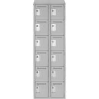 Clean Line Lockerette , 6 -tier, Bank of 2, 24" x 18" x 78", Steel, Grey, Rivet (Assembled) Ontario Safety Products